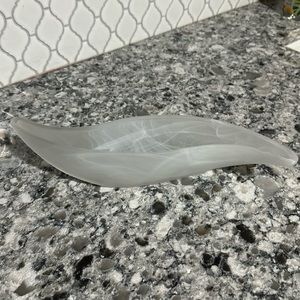 Beautiful S shape marbled glass dish